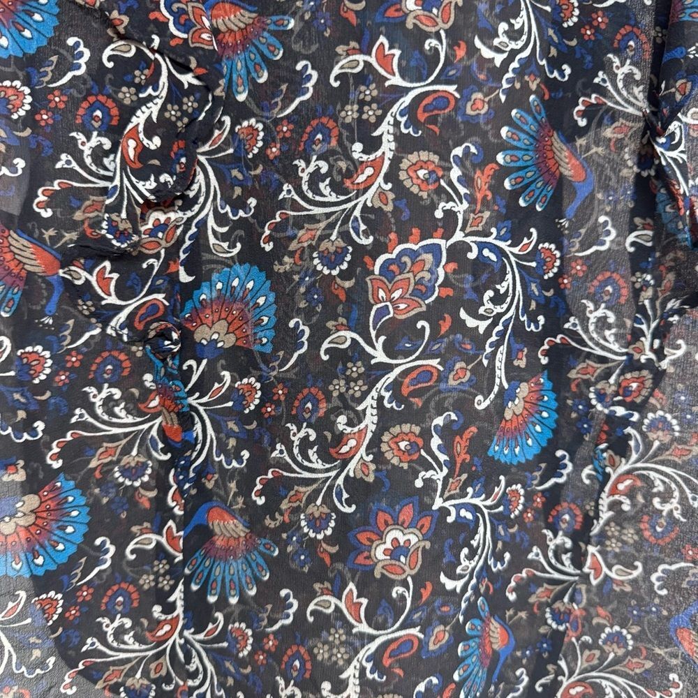 VERONICA BEARD Aneri Floral Silk Blouse in Black Multi color Size 8 - Picture 6 of 6